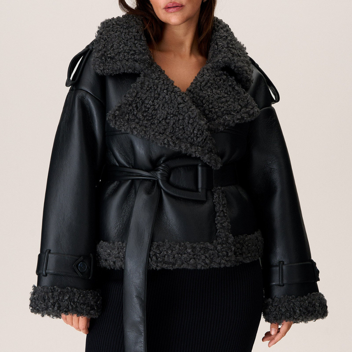 ORINELLE – BELTED SHEARLING COAT WITH TIMELESS ELEGANCE