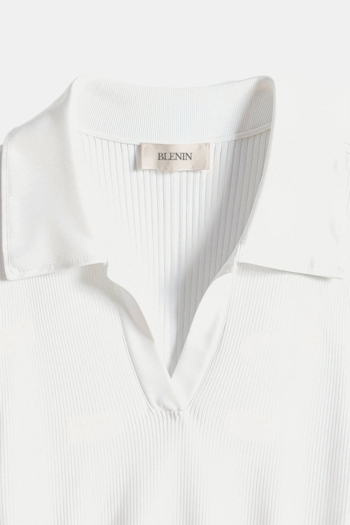 Old Money Simple Solid Collared Ribbed Knitted Sleeveless V-neck Top