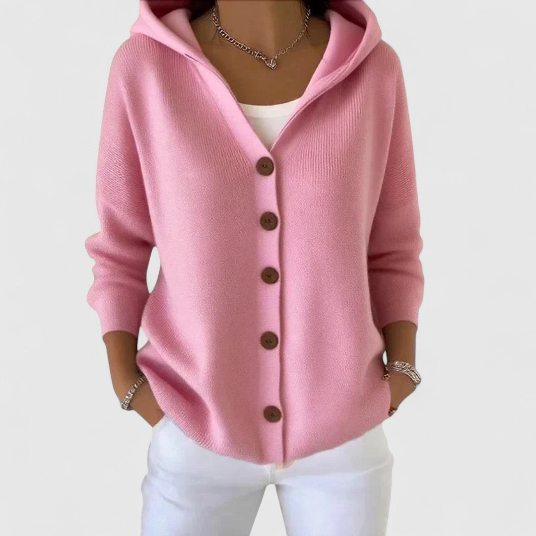 OLIVIA – BUTTON-UP HOODED CARDIGAN